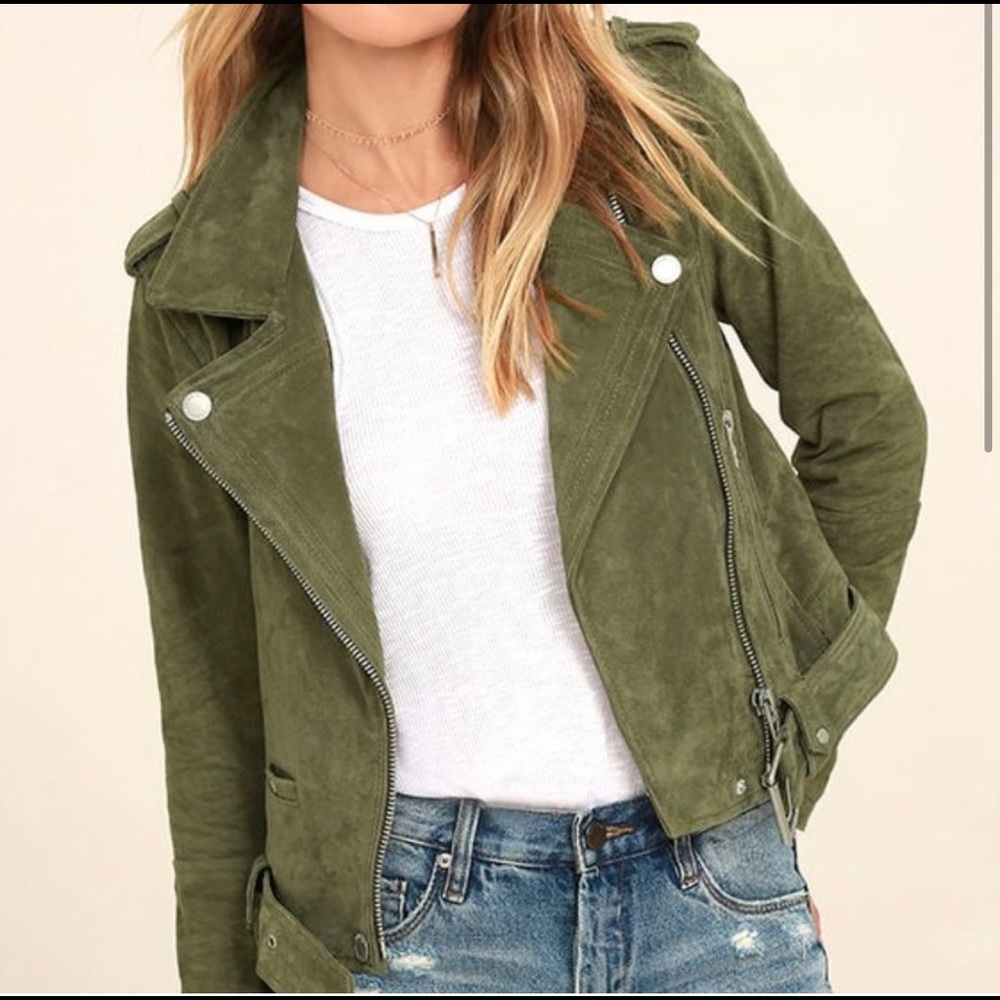 Blank NYC Green Suede Moto Jacket
